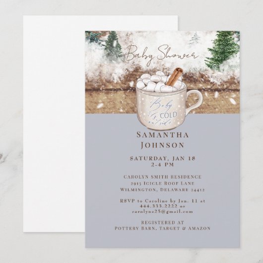 Dusty Blue Rustic Baby Het is koud buitendouche Kaart (Voorkant / Achterkant)