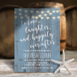 Dusty Blue Rustic Barn Wedding Rehearsal Dinner Kaart<br><div class="desc">Rustic String Lights Dusty Blue Barn Wedding Rehearsal Dinner Invitations.</div>