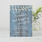 Dusty Blue Rustic Barn Wedding Rehearsal Dinner Kaart (Staand voorkant)