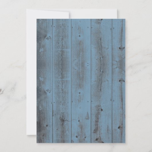 Dusty Blue Rustic Barn Wedding Rehearsal Dinner Kaart (Achterkant)