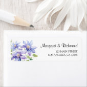 Dusty Blue Rustic Bloemen Trouwadres Etiket (Insitu)