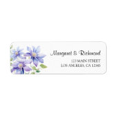 Dusty Blue Rustic Bloemen Trouwadres Etiket (Voorkant)