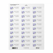 Dusty Blue Rustic Bloemen Trouwadres Etiket (Full Sheet)
