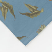 Dusty Blue Rustic Brown Leaves Fleece Deken (Hoek)
