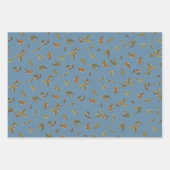 Dusty Blue Rustic Brown Leaves Inpakpapier Vel (Voorkant)