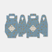 Dusty Blue Rustic Brown Leaves Monogramed Bedankdoosjes (Uitgevouwen)