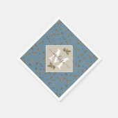 Dusty Blue Rustic Brown Leaves Monogramed Servet (Hoek)