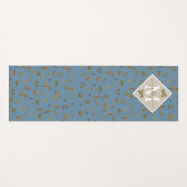 Dusty Blue Rustic Brown Leaves Monogramed Yogamat (Voorkant (horizontaal))