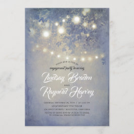 Dusty Blue Rustic Country Engagement Party Kaart