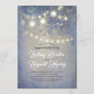 Dusty Blue Rustic Country Engagement Party Kaart