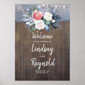 Dusty Blue Rustic Country Weddenschap Welkom Poster (Voorkant)