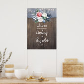 Dusty Blue Rustic Country Weddenschap Welkom Poster (Keuken)