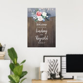 Dusty Blue Rustic Country Weddenschap Welkom Poster (Thuiskantoor)