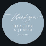 Dusty Blue Rustic Elegant Wedding Bedankt Ronde Sticker<br><div class="desc">Dusty Blue Rustic Elegant Wedding Bedankt dat je de speciale dag hebt!</div>