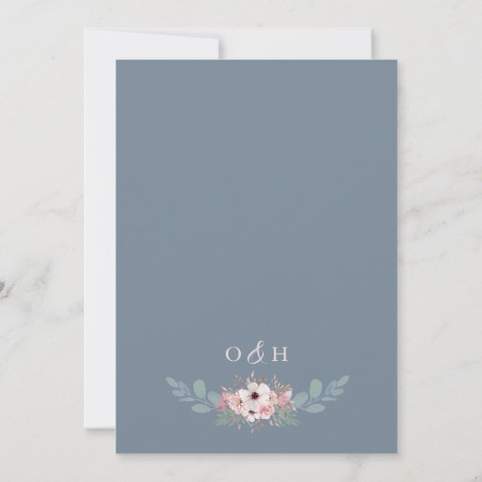Dusty Blue Rustic Eucalyptus Greenery Wedding Kaart (Achterkant)