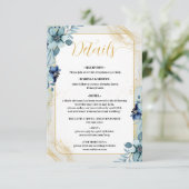Dusty Blue Rustic Floral Enclosure Kaart – Elegant (Staand voorkant)