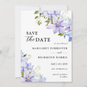 Dusty Blue Rustic Floral Wedding Save the Date Kaart (Voorkant)