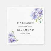 Dusty Blue Rustic Floral Wedding Servet (Voorkant)