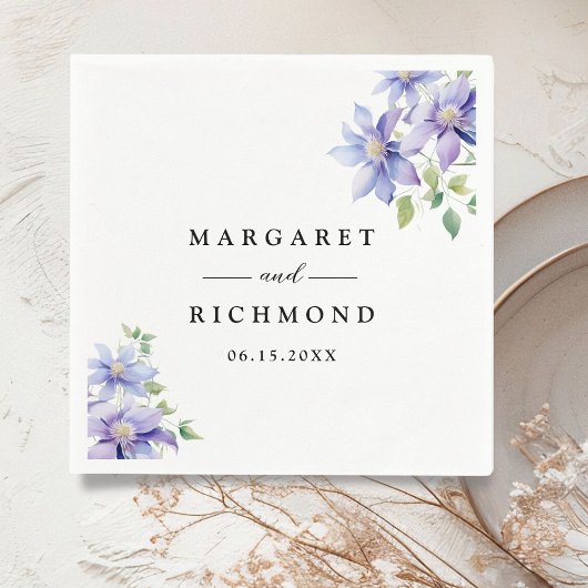 Dusty Blue Rustic Floral Wedding Servet