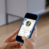 Dusty Blue Rustic Floral Wedding Uitnodigen met Fo Kaart