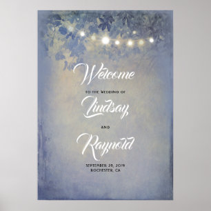 Dusty Blue Rustic Garden Weddenschap Welkomstbord Poster
