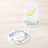 Dusty Blue Rustic Wedding Floral Zandsteen Onderzetter (Zijkant)