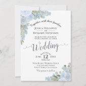 Dusty Blue Rustic White Waterverf Floral Wedding Kaart (Voorkant)