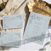 Dusty Blue rustieke bruiloft Kaart