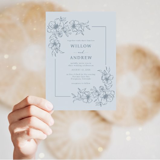 Dusty Blue rustieke bruiloft Kaart