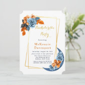 Dusty Blue & Rusty Peony Floral Bachelorette Party Kaart (Staand voorkant)