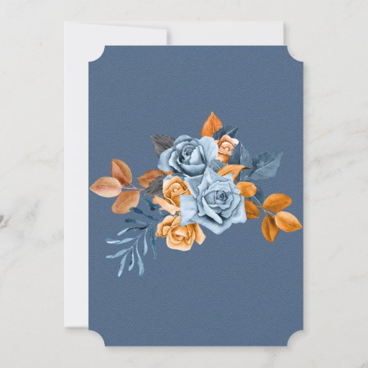 Dusty Blue & Rusty Peony Floral Bachelorette Party Kaart (Achterkant)