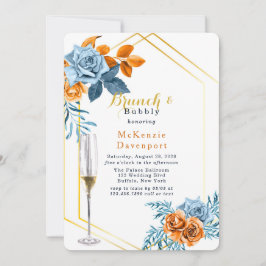 Dusty Blue & Rusty Peony Floral Brunch en Bubble Kaart