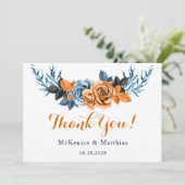 Dusty Blue & Rusty Peony Floral Hartelijk dank voo Kaart (Staand voorkant)