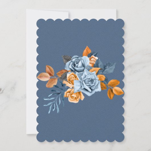 Dusty Blue & Rusty Peony Floral Save the Date Kaar Kaart (Achterkant)