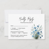 Dusty Blue & Sage Boho Chic Wildflowers Huwelijk RSVP Kaartje (Voorkant)