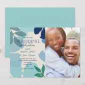 Dusty Blue Sage Boho Fotobruiloft Kaart (Voorkant / Achterkant)