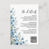 Dusty Blue & Sage Boho Wilde Bloemen QR-code Detai Informatiekaartje (Voorkant)
