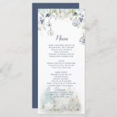 Dusty Blue Sage Green Bloemen Sneeuw Wereldbol Orn Menu (Voorkant / Achterkant)