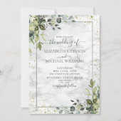 Dusty Blue Sage Green Botanical Greenery Wedding Kaart (Voorkant)