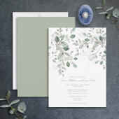 Dusty Blue Sage Green Botanical Script Weddenschap Kaart