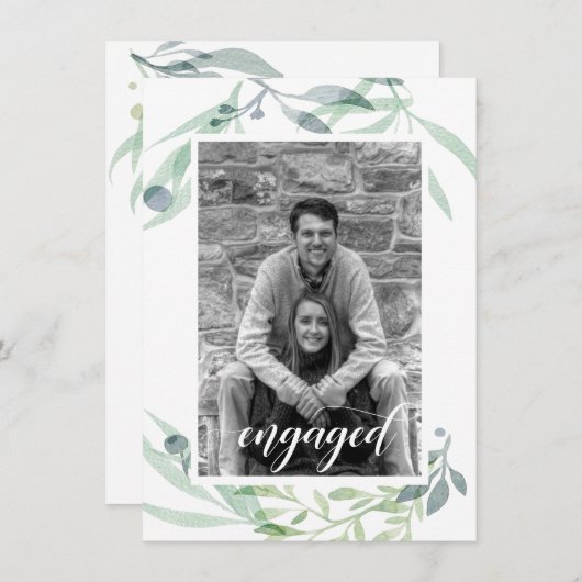 Dusty Blue Sage Green Botanicals Foto Save The Date (Voorkant / Achterkant)
