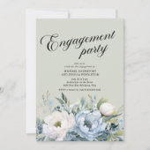 Dusty Blue Sage Green Engagement Party Kaart (Voorkant)