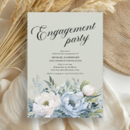 Dusty Blue Sage Green Engagement Party Kaart