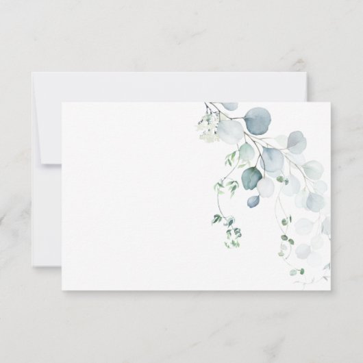 Dusty Blue & Sage Green Eucalyptus Botanical RSVP (Achterkant)
