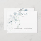 Dusty Blue & Sage Green Eucalyptus Botanical RSVP (Voorkant / Achterkant)
