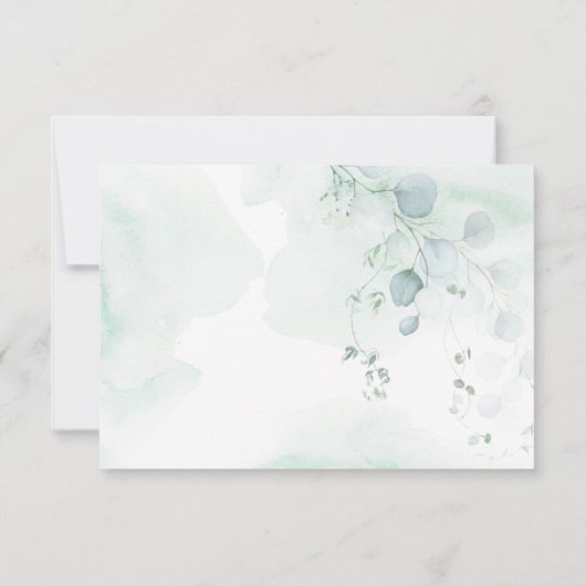 Dusty Blue & Sage Green Eucalyptus Botanical RSVP (Achterkant)