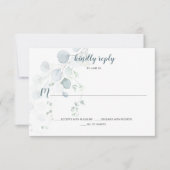 Dusty Blue & Sage Green Eucalyptus Botanical RSVP Kaartje (Voorkant)