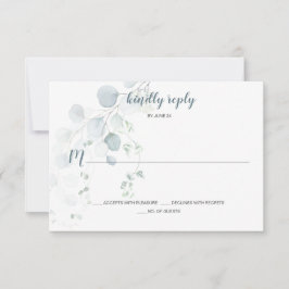 Dusty Blue & Sage Green Eucalyptus Botanical RSVP Kaartje