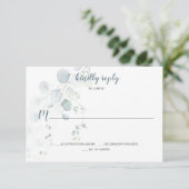 Dusty Blue & Sage Green Eucalyptus Botanical RSVP Kaartje (Staand voorkant)