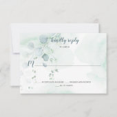 Dusty Blue & Sage Green Eucalyptus Botanical RSVP Kaartje (Voorkant)